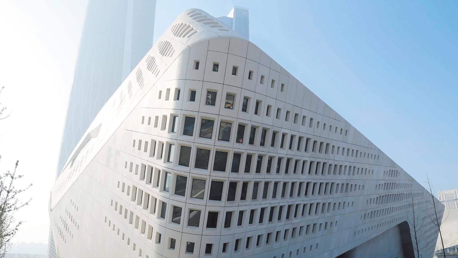 Building made of white concrete.